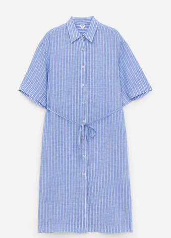 Синее деловое платье Arket в полоску