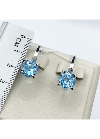 Сережки срібні з блакитним топазом 5.35 г No Brand (369736806)
