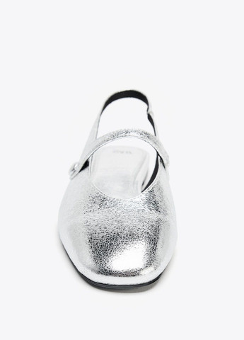 Жіночі балетки Zara | срібні однотонні штучна шкіра (358907588)