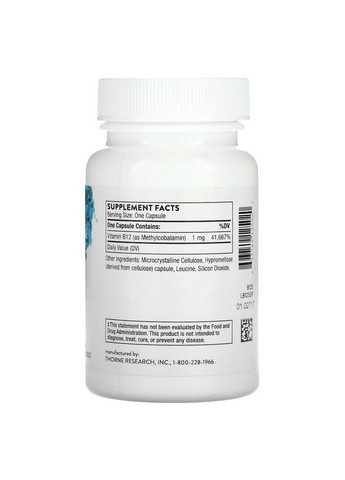 Витамины и минералы Methylcobalamin, 60 вегакапсул Thorne Research (295898925)
