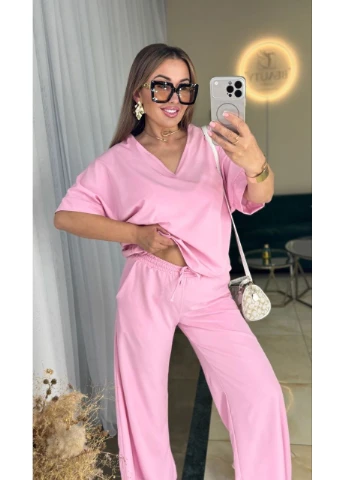 Костюм женский прогулочный блуза+брюки розового цвета 38634 Fashion (398316905)