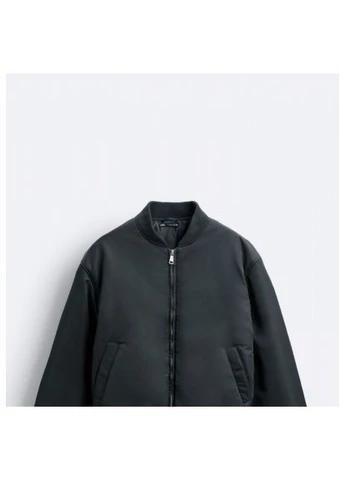 Комбінована демісезонна куртка утеплена бомбер 4391 305 grey Zara