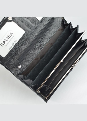 Женский кошелек черного цвета на кнопке, Лаковый кожаный дамский кошелек портмоне из натуральной кожи Balisa (266266482)