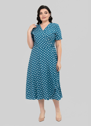 Оранжевое повседневный платье с запахом отрезное по линии талии из штапеля all posa (ap102420p) A'll Posa