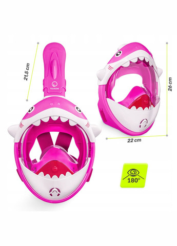 Маска для снорклинга Shark полнолицевая, детская Pink (P-5905973405430) TSUNAMI (345707438)