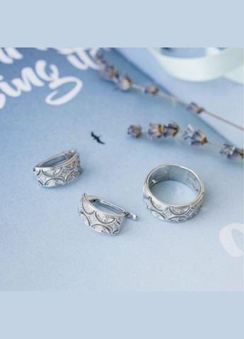 Каблучка срібна тематична Східний візерунок з білими фіанітами Каштан (342335018)