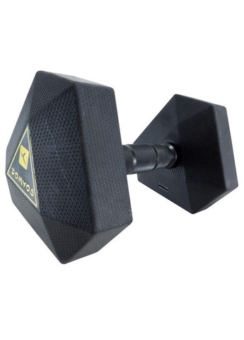 Шестигранная Гантель 10 кг (Д 26,5 В14 Длина ручки 3,4 см) для Силовых Тренировок Резиновая Обтяжка Domyos (342966632)