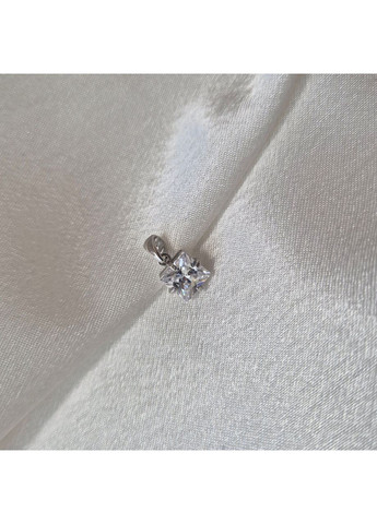 Срібна підвіска кулон з Квадратним Білим каменем срібло 925 проби Родоване 1690-8п 1.25г No Brand (355343929)