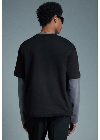 Черная мужская футболка loose fit (58065) s черная H&M