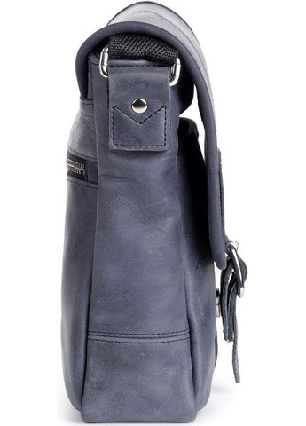 Чоловіча шкіряна сумка через плече планшет месенджер із натуральної шкіри синя 22*23*7 см Shvigel (329147478)