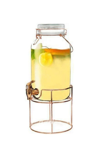 Скляний графин банка глечик для лимонаду соку вина освіжаючих напоїв на підставці з краником 4 л (557415-Т) Unbranded (289354618)