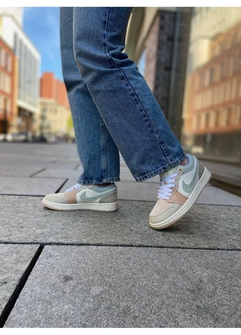 Бежевые летние кроссовки nike air jordan 1 low beige найк аир джордан No Brand