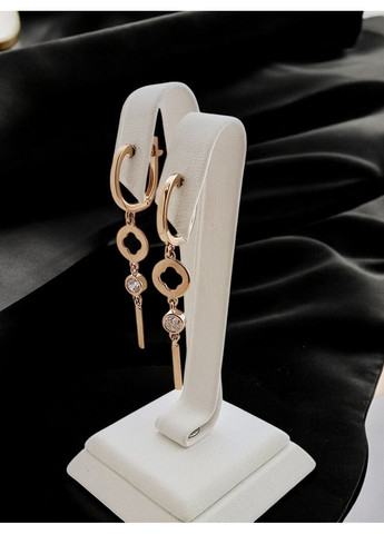 Золоті сережки-підвіски с фіанітами 110585-1с Столична Ювелірна Фабрика (355795894)