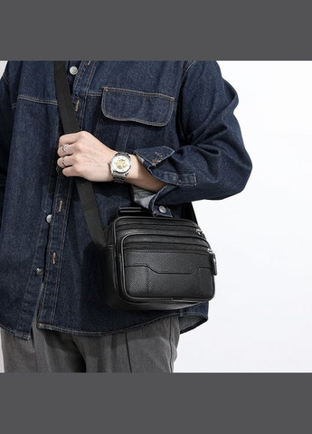 Чоловіча сумка-барсетка з ручкою шкіряна з ременем через плече чорна BX-14440B Bexhill (346533024)