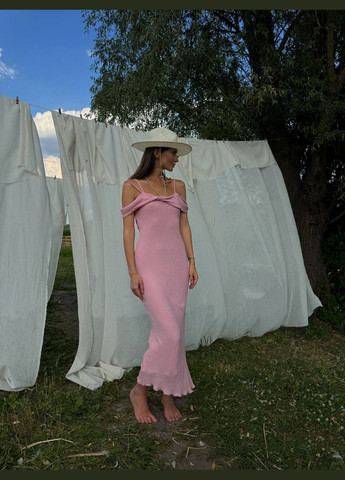 Рожева святковий, повсякденний, кежуал, коктейльна шифонова сукня з відкритими плечима з відкритою спиною Україна