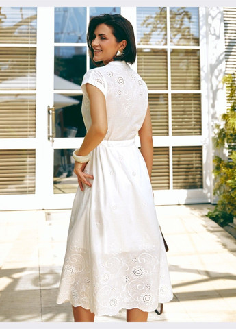 Молочна кежуал сукня молочного кольору з прошви з куліскою на талії сукня-сорочка Dressa однотонна