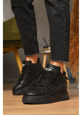 Кросівки жіночі зимові чорного кольору на шнурівці Let's Shop чорні зими (358496736)