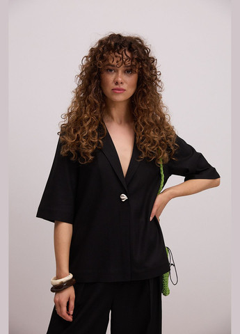 Літній лляний жакет з короткими рукавами шоколадний Arjen (340917497)