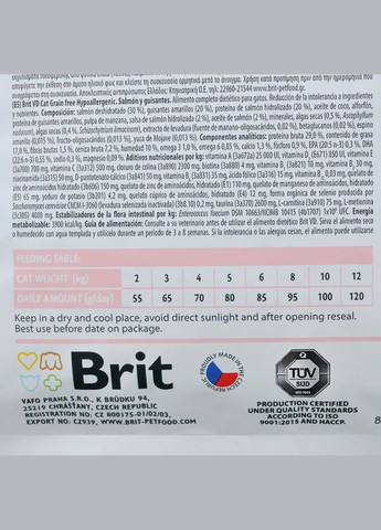 Корм сухий GF VetDiet Cat Hypoallergenic для котів з харчовою алергією та непереносимістю з лососем 2кг Brit (342374098)