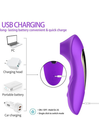 Вакуумный вибратор фиолетового цвета для стимуляции клитора с 10 различными режимами No Brand (315725443)