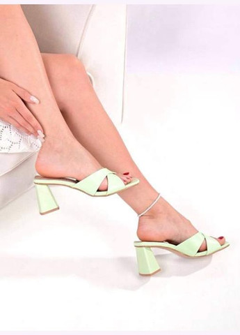 Жіночі шкіряні сабо на підборах 1600 Зелені Bashili (347024780)