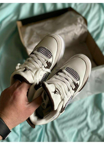 КРОССОВКИ ЖЕНСКИЕ NIKE AIR JORDAN 4 WHITE GREY BROWN НАЙК АИР ДЖОРДАН No Brand серые демисезоны (367176960)