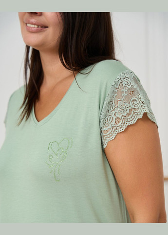 Вискозная сорочка с кружевом на рукавах, батал Nicoletta (304369438)