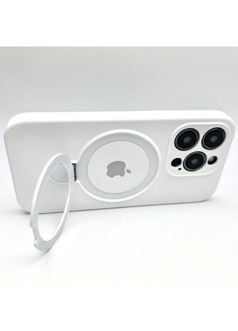 Чехол Full camera cover Ring Stand на iPhone 14 PRO с подставкой силиконовая защита камеры Белый / White Silicone Case (369137396)