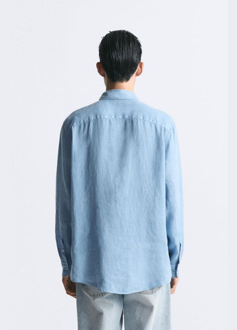 Сорочка Zara лляна 5657 387 SKY BLUE (278235249)