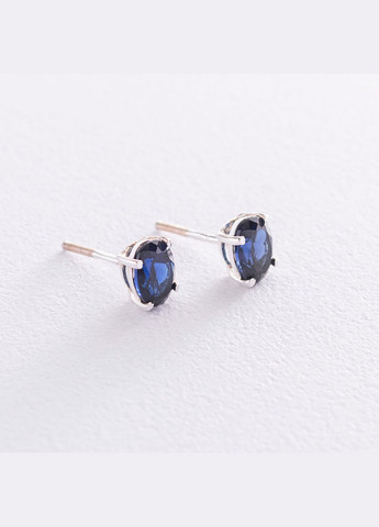 Срібні сережки-пусети з синт. сапфіром нано 6х8 121968 Oniks (264393001)