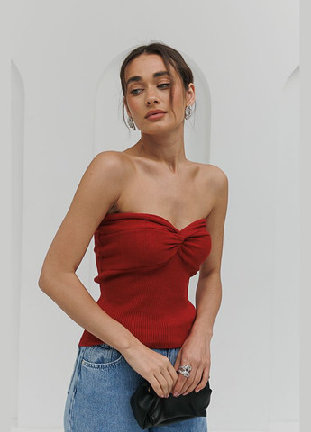 В'язаний топ-тубус із фігурним ліфом чорний Arjen — 294907263