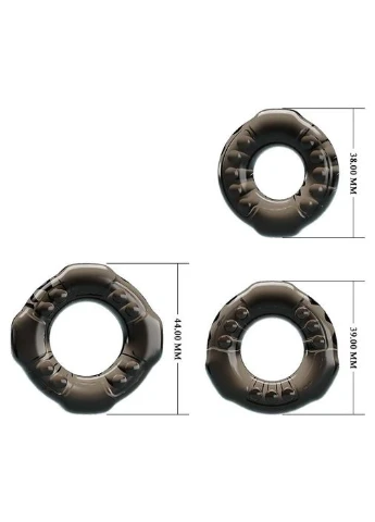Набір ерекційних кілець Cock ring Yvonne Set, 3 шт (чорний) Baile (376222273)