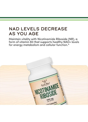 Никотинамид рибозид малат Double Wood Nicotinamide Riboside 500 мг 120 капсул Double Wood Supplements (365752687)