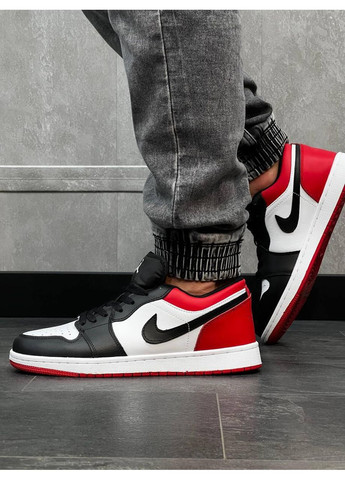 КРОССОВКИ ЖЕНСКИЕ NIKE AIR JORDAN RETRO 1 LOW WHITE RED BLACK НАЙК АИР ДЖОРДАН No Brand чёрные демисезоны (368862142)