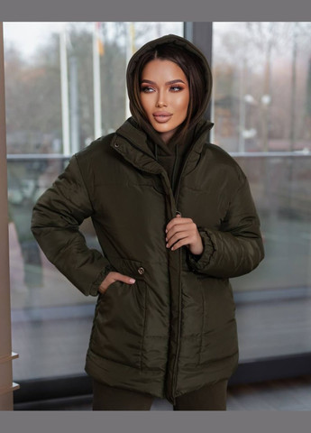 Оливковая (хаки) женская курточка цвет хаки р.42/44 449525 New Trend