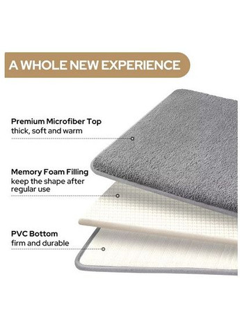 Коврик для ванной с эффектом памяти "KVADRO" Антискользящий Водопоглощающий 60х40 см (7802801) No Brand (366871162)