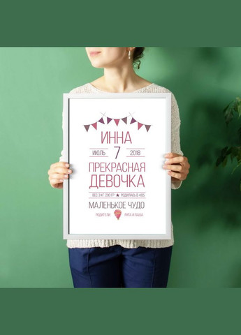 Постер метрика "Baby party" персоналізований (BDpl-46) LightPink BeriDari (293814485)