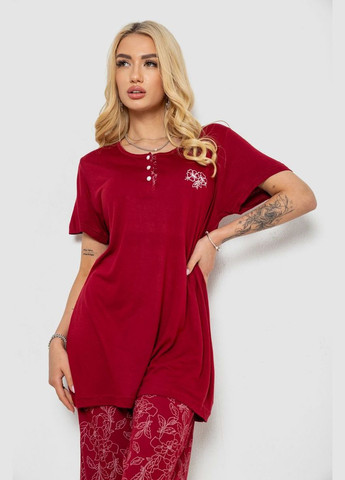 Бордова всесезон піжама жіноча з принтом,, Stil Moda