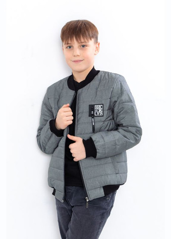 Серая демисезонная куртка-бомбер для мальчика (демисезон) подростковая Носи своє
