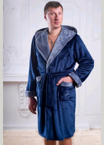 М'якенький теплий темно-синій халат для чоловіків Zevs розміри,L.46.48.М.Л ELL (368787749)