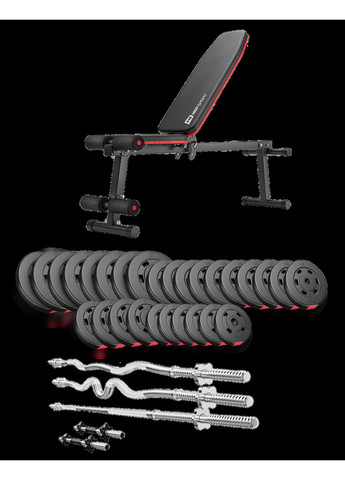 Набір Premium 173кг з лавою HS-1010 Pro, штангами та гантелями Hop-Sport (304266995)