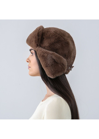 Шапка вушанка жіноча штучне хутро норка коричнева УТУК LuckyLOOK 931-916 (367991977)