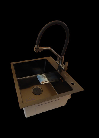 Кухонная мойка 4-в-1 (комплект) черная HS 540Х480 NANO BLACK PVD (3.0/1.0 мм) Kraft (347324529)