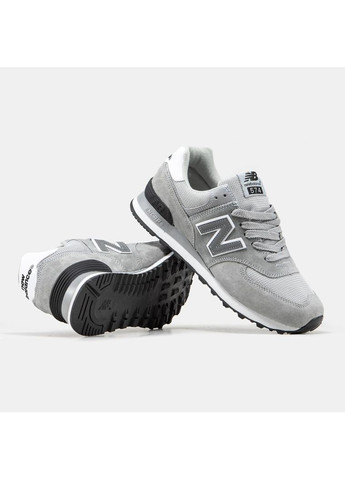 Белые демисезонные кроссовки мужские new balance 574 gray white нью беланс 574 No Brand