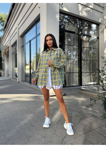 Желтая кэжуал рубашка в клетку MonCher с длинным рукавом