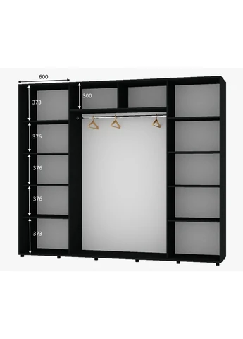 Шкаф-купе трехдверный Алекса ШК-05 ДСП 250*60*200 см Антрацит Алекса (383784007)