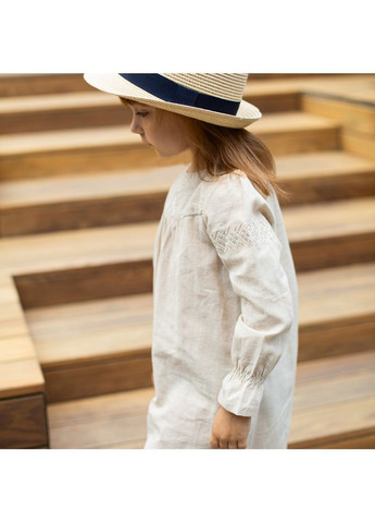 Бежевое платье-вышиванка льняное детское для девочек trendy тot Trendy Tot (371262571)