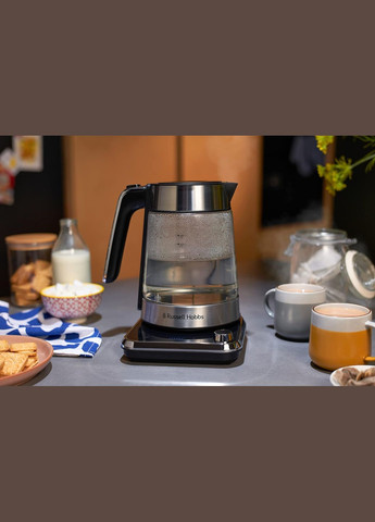 Електрочайник Attentiv Kettle, 1.7л, Strix, скло, база зі сховищем для шнура, сірий Russell Hobbs (315004593)