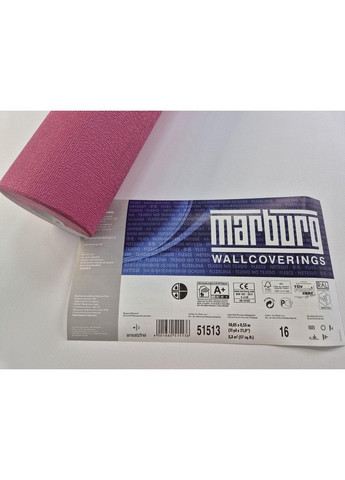 Обои виниловые 10 × 0.53 м 51513, розовые однотонные для спальни, детской, кухни, прихожей, гостиной MARBURG (340275565)