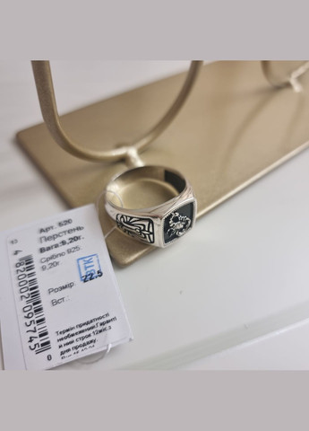 Печатка срібна чоловіча квадрат з чорною емаллю знак зодіаку Водолій 520-3водолій, розмір No Brand (358501314)